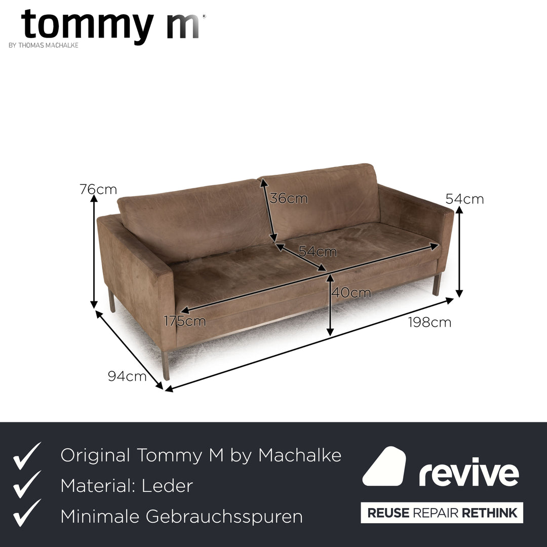 Tommy M by Machalke leather three-seater brown sofa couch aniline leather with vintage patina