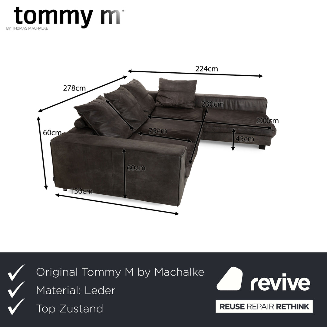 Tommy M by Machalke Long Beach Leather Grey Corner Sofa Couch