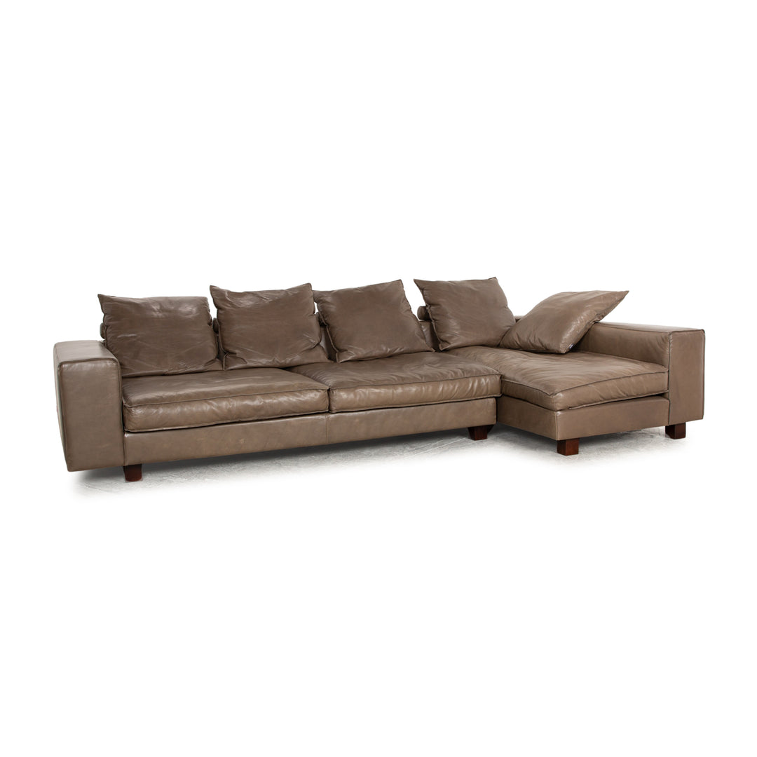 Tommy M by Machalke Sarapis Leather Corner Sofa Brown Recamiere Left Sofa Couch
