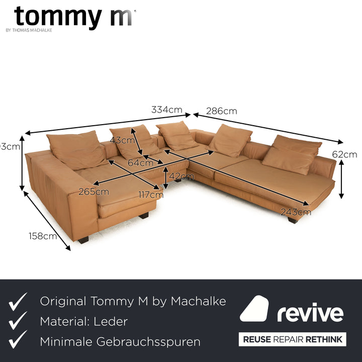 Tommy M Long Beach by Machalke Leather Corner Sofa Brown Sofa Couch