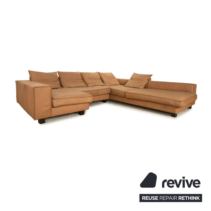 Tommy M Long Beach by Machalke Leather Corner Sofa Brown Sofa Couch