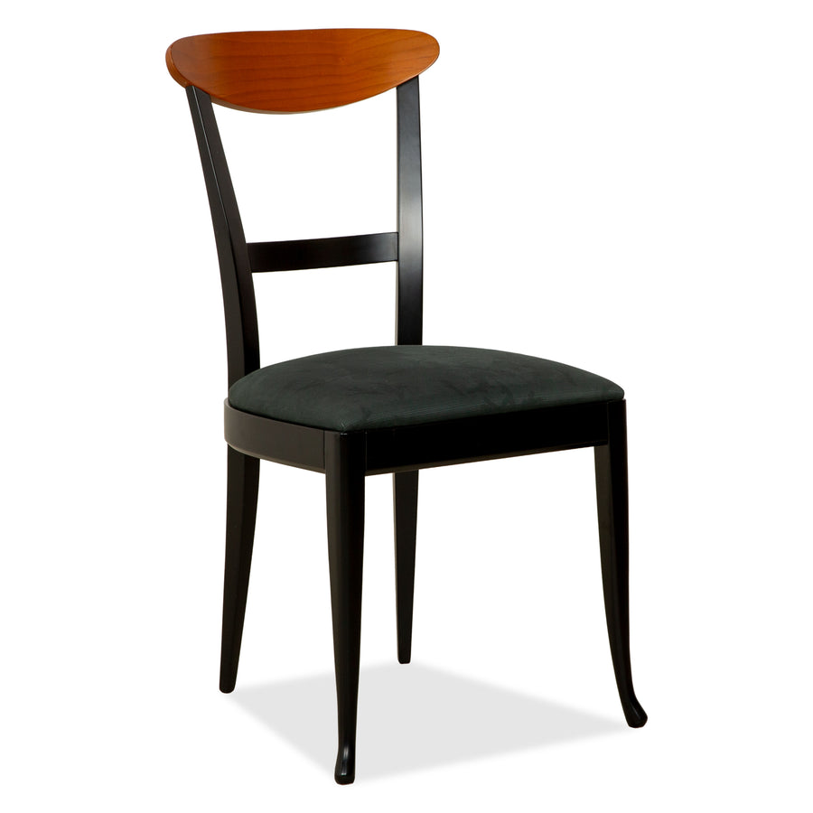 Chaise de salle à manger en tissu Tonon 876/02, bois noir et marron