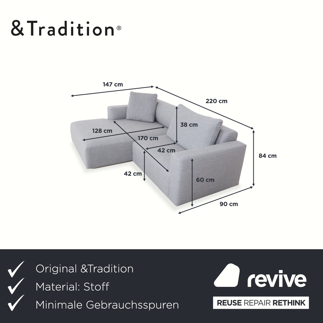 &Tradition Develius Corner Sofa Fabric Light Grey Sofa Settee