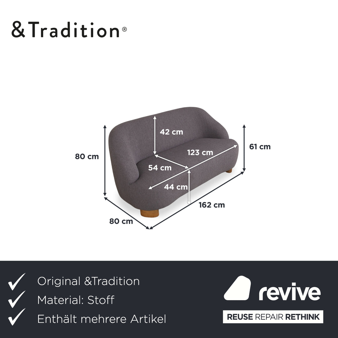 &Tradition Margas Garnitur Stoff Zweisitzer Sessel Grau Sofa Couch