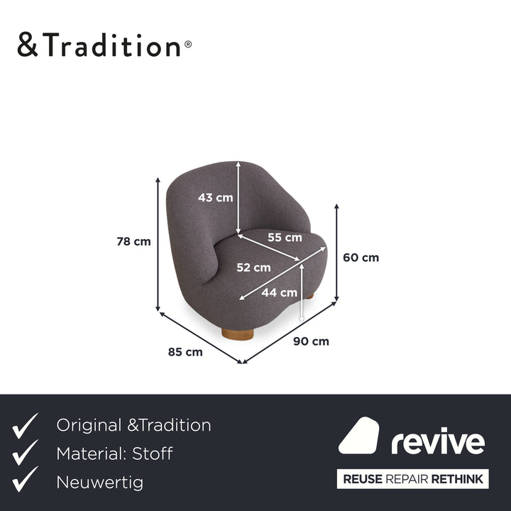 &Tradition Margas LC1 Fabric Armchair Grey
