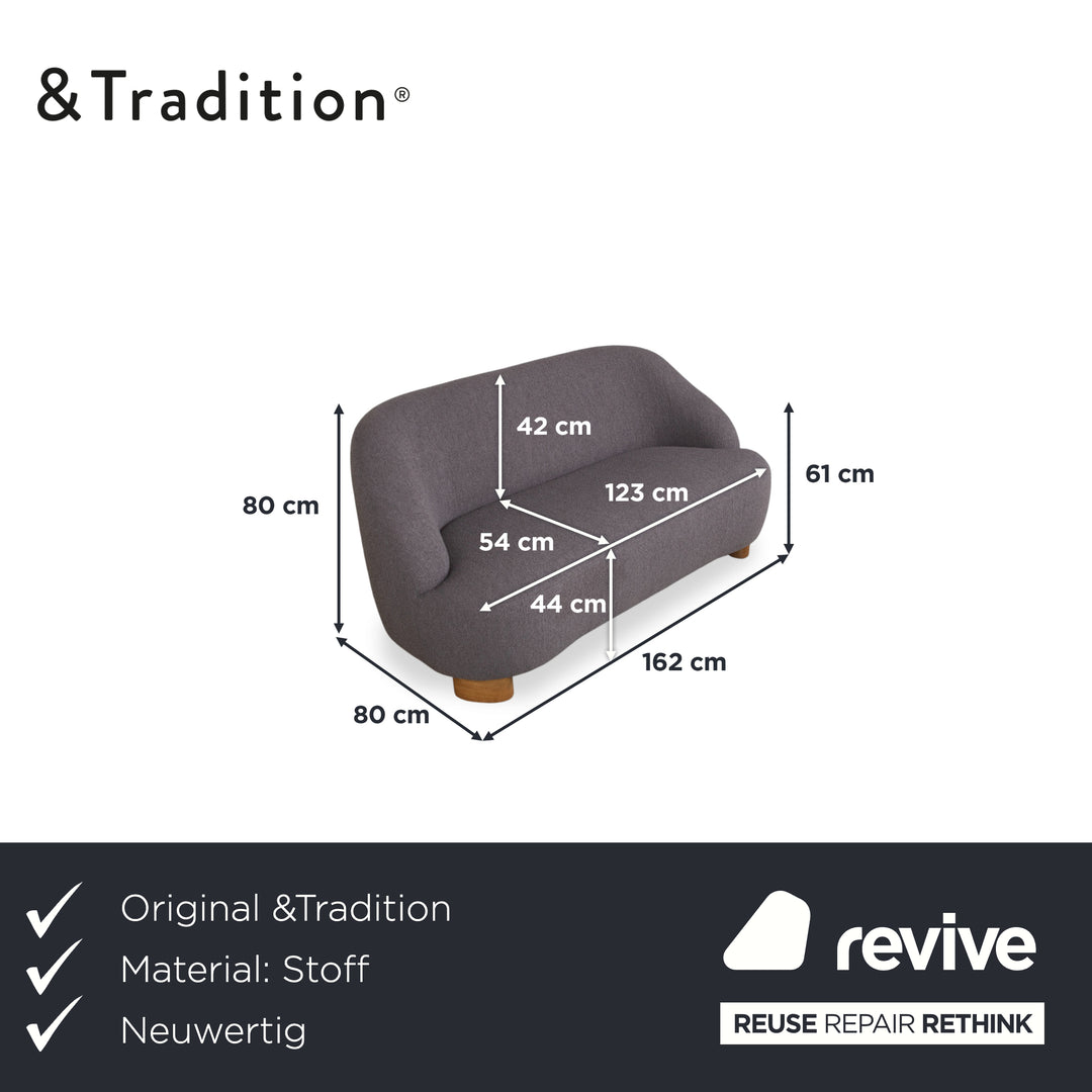 &Tradition Margas Stoff Zweisitzer Grau Sofa Couch
