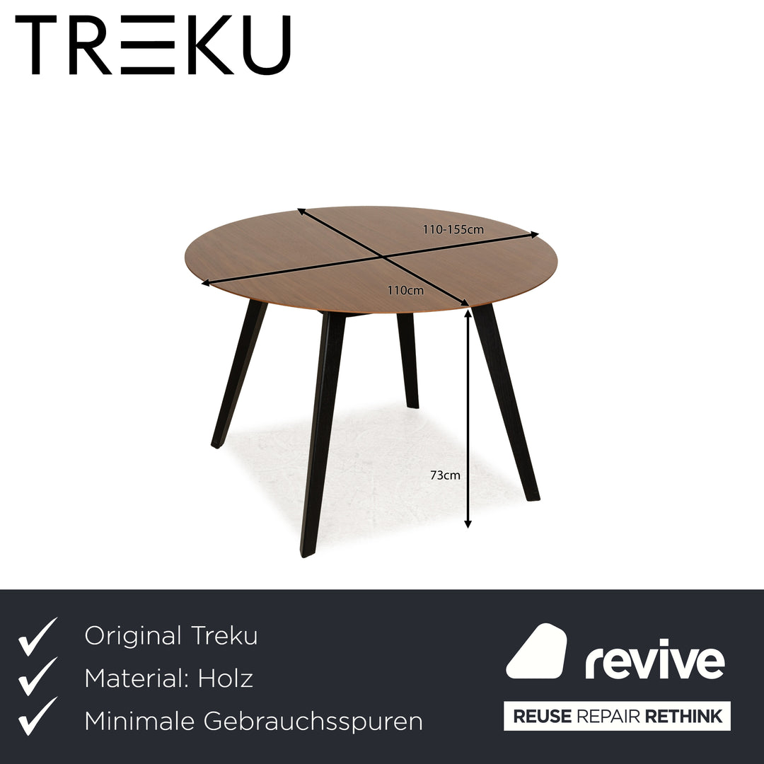 Treku Aise wooden dining table brown extendable round 110-155 x 110cm