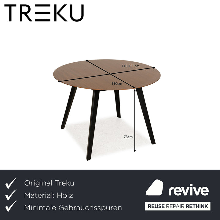 Treku Aise wooden dining table brown extendable round 110-155 x 110cm