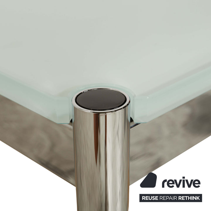 Table basse en verre USM Haller bleu argenté 101 x 101 cm