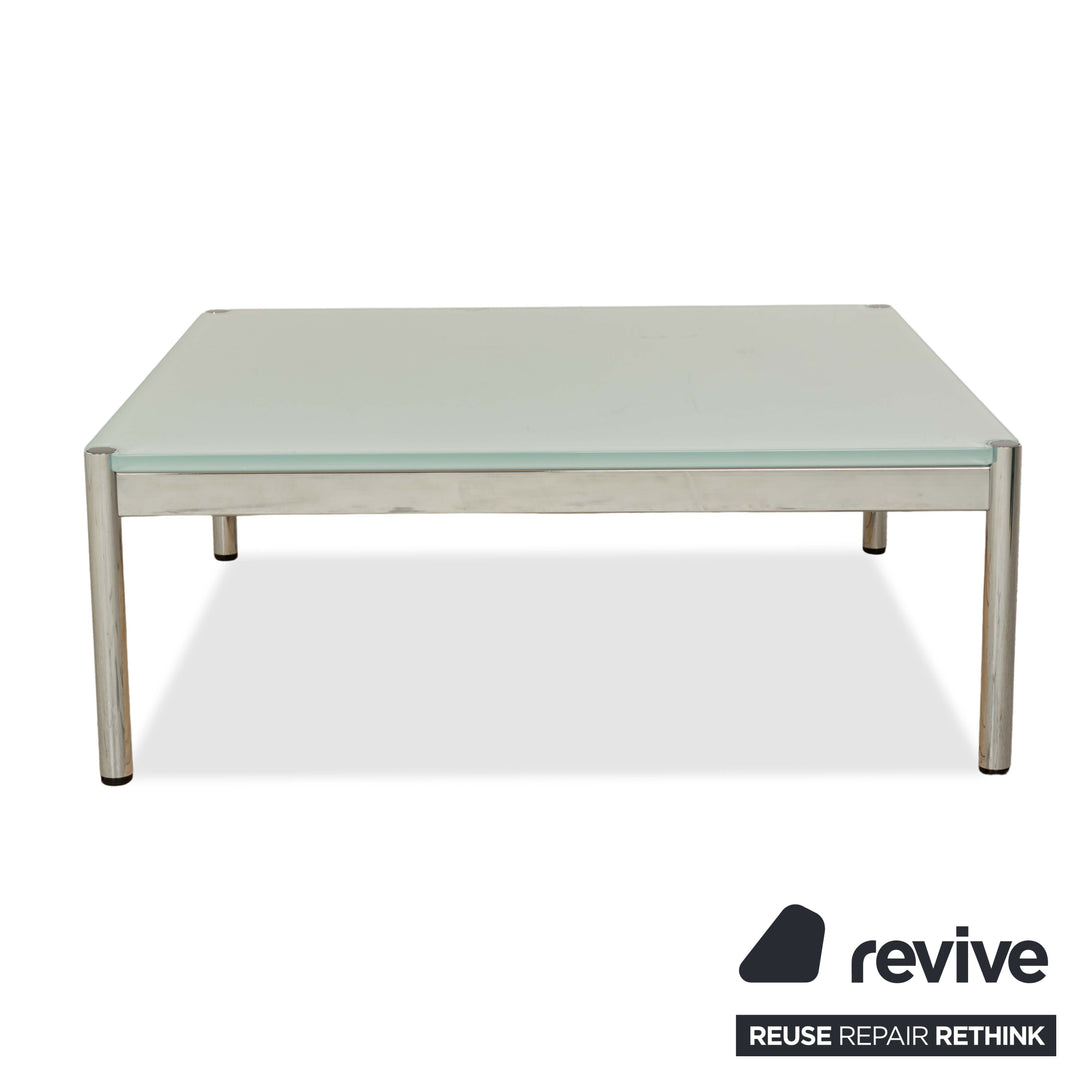 Table basse en verre USM Haller bleu argenté 101 x 101 cm