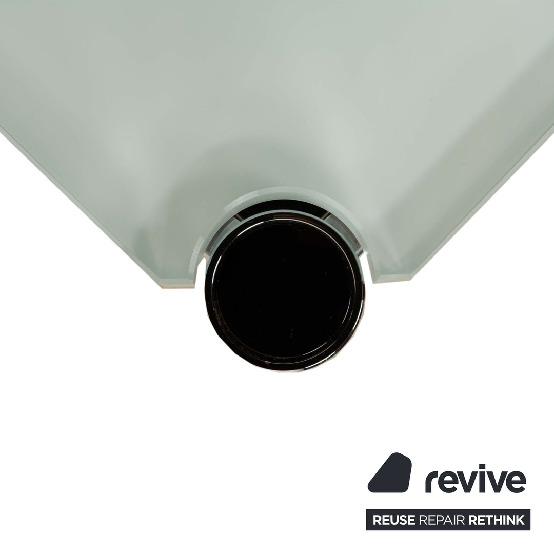 Table basse en verre USM Haller bleu argenté 101 x 101 cm