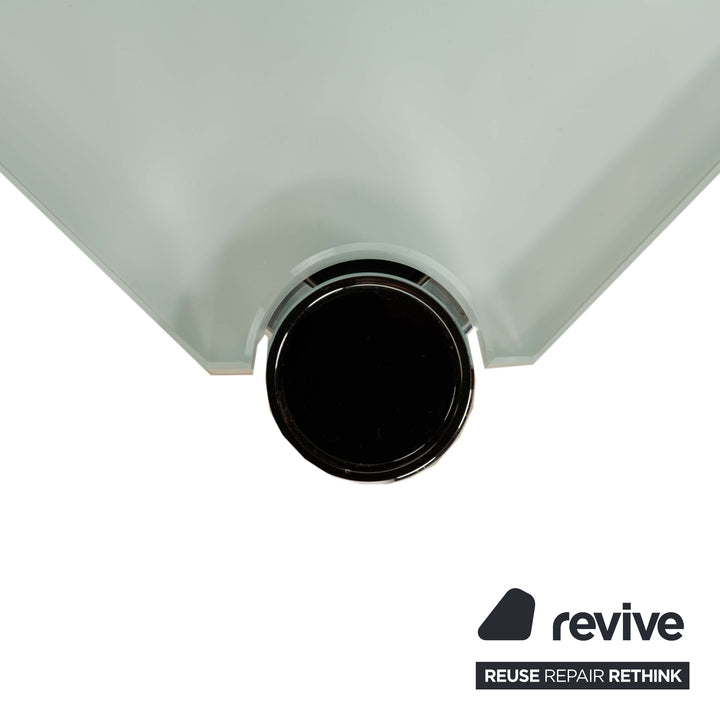 Table basse en verre USM Haller bleu argenté 101 x 101 cm