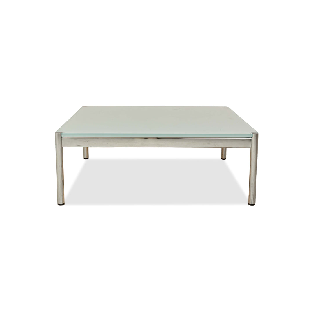 Table basse en verre USM Haller bleu argenté 101 x 101 cm