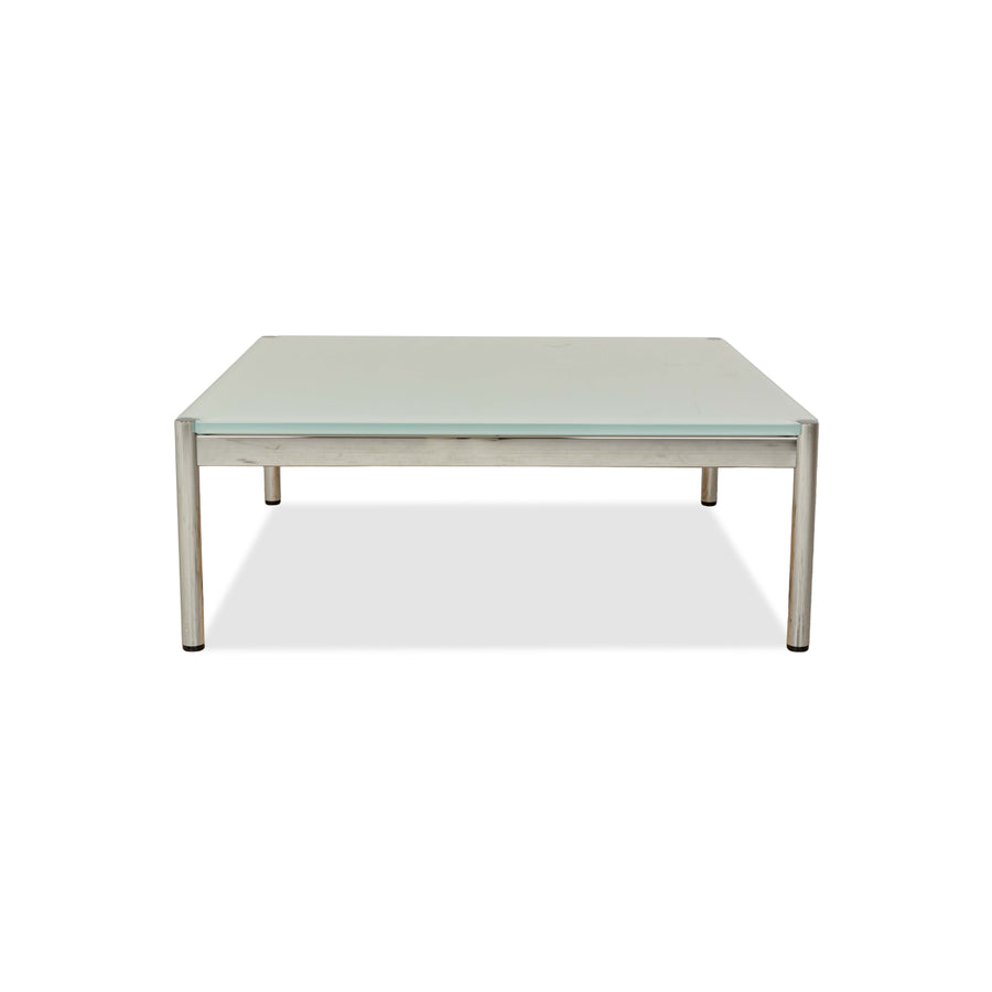 Table basse en verre USM Haller bleu argenté 101 x 101 cm