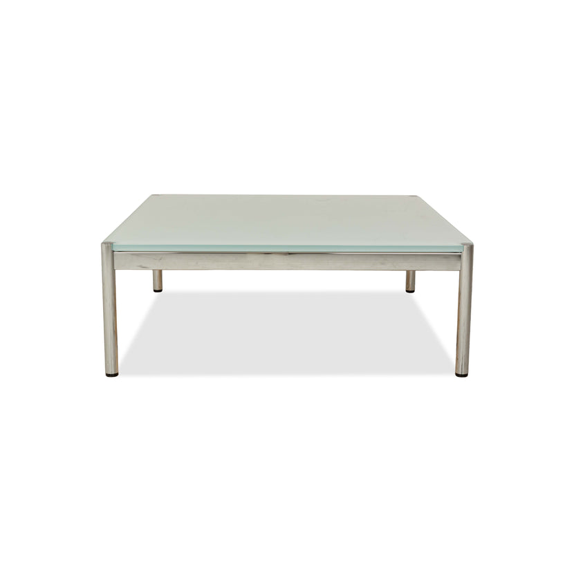 USM Haller Glas Couchtisch Blau Silber 101 x 101 cm