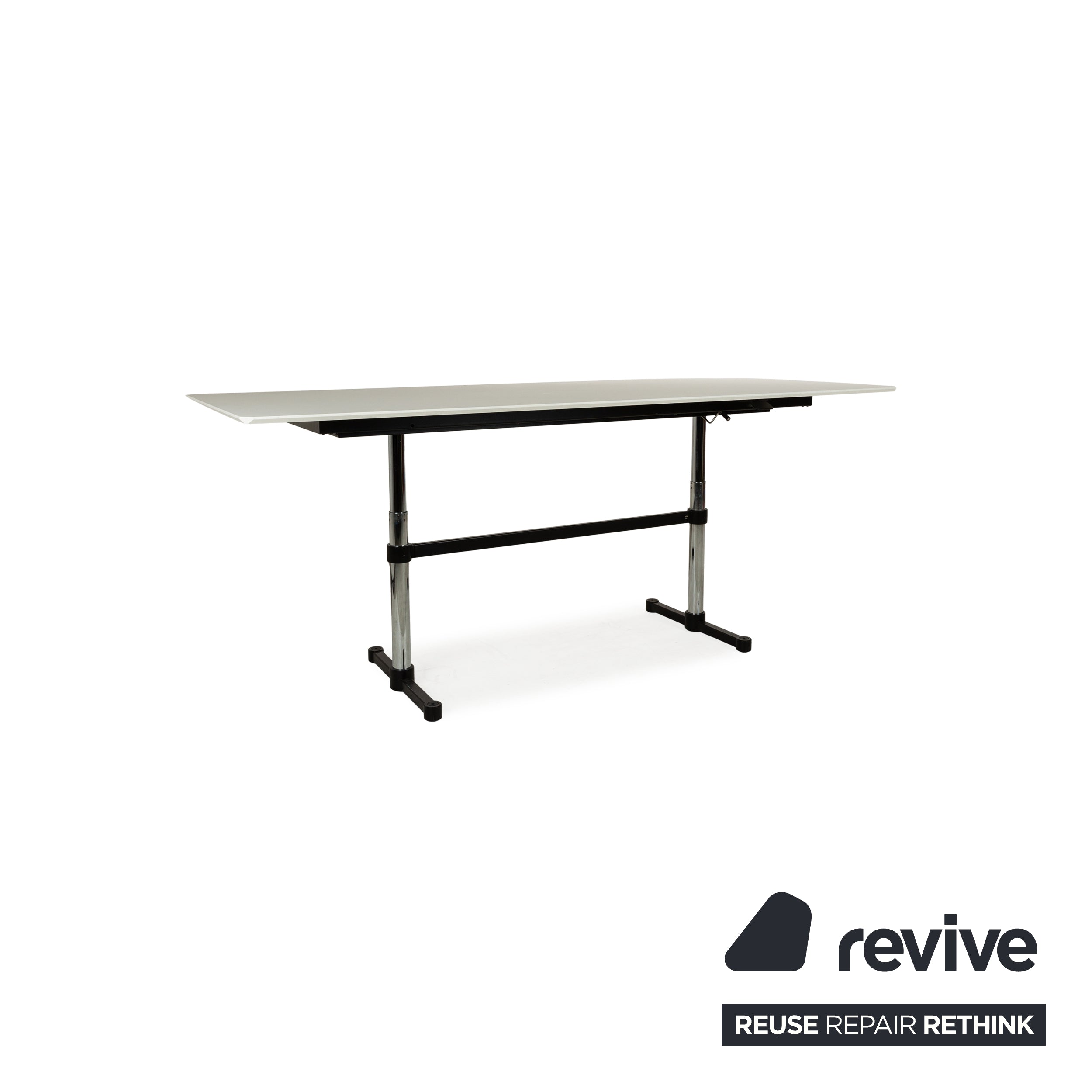 USM Haller Kitos Esstisch Holz Weiß manuelle Funktion 250 x 70-106 x 100 cm