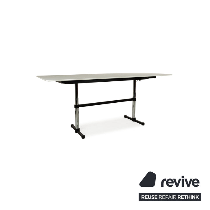 USM Haller Kitos table à manger bois blanc fonction manuelle 250 x 70-106 x 100 cm