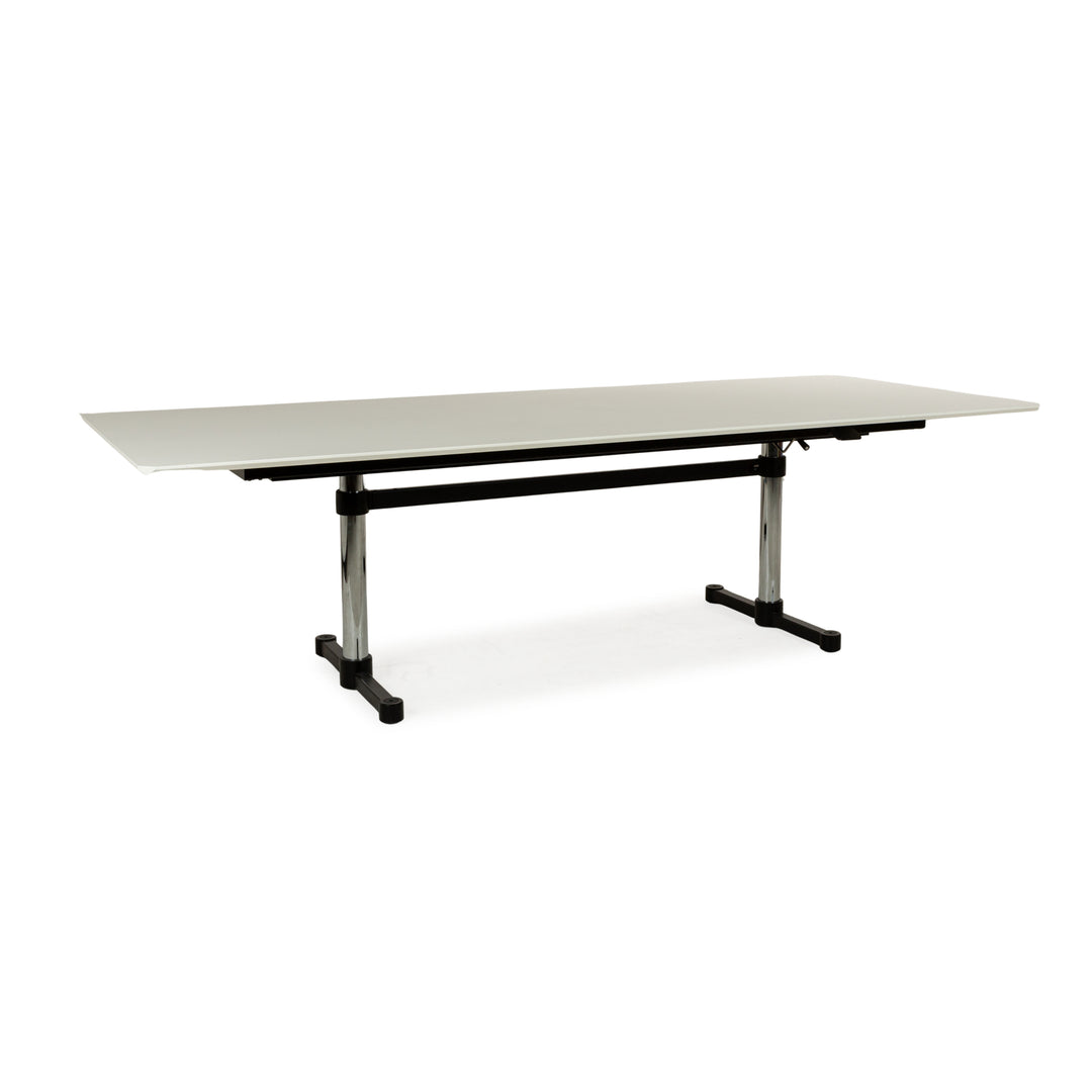 USM Haller Kitos table à manger bois blanc fonction manuelle 250 x 70-106 x 100 cm