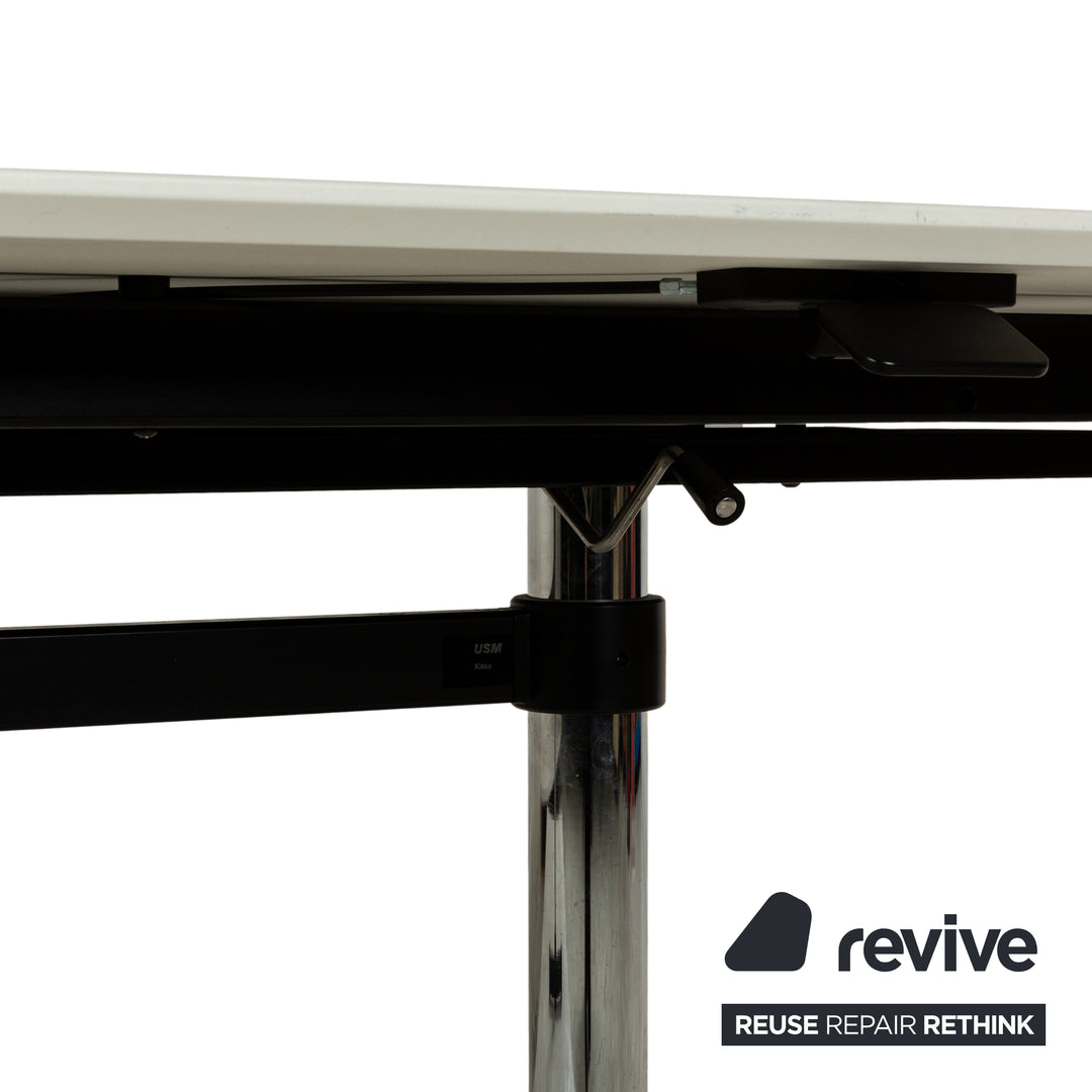 USM Haller Kitos Dining Table Wood White Manual Function 250 x 70-106 x 100 cm