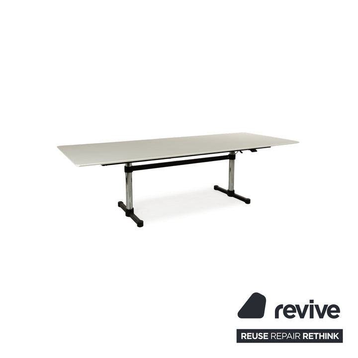 USM Haller Kitos table à manger bois blanc fonction manuelle 250 x 70-106 x 100 cm