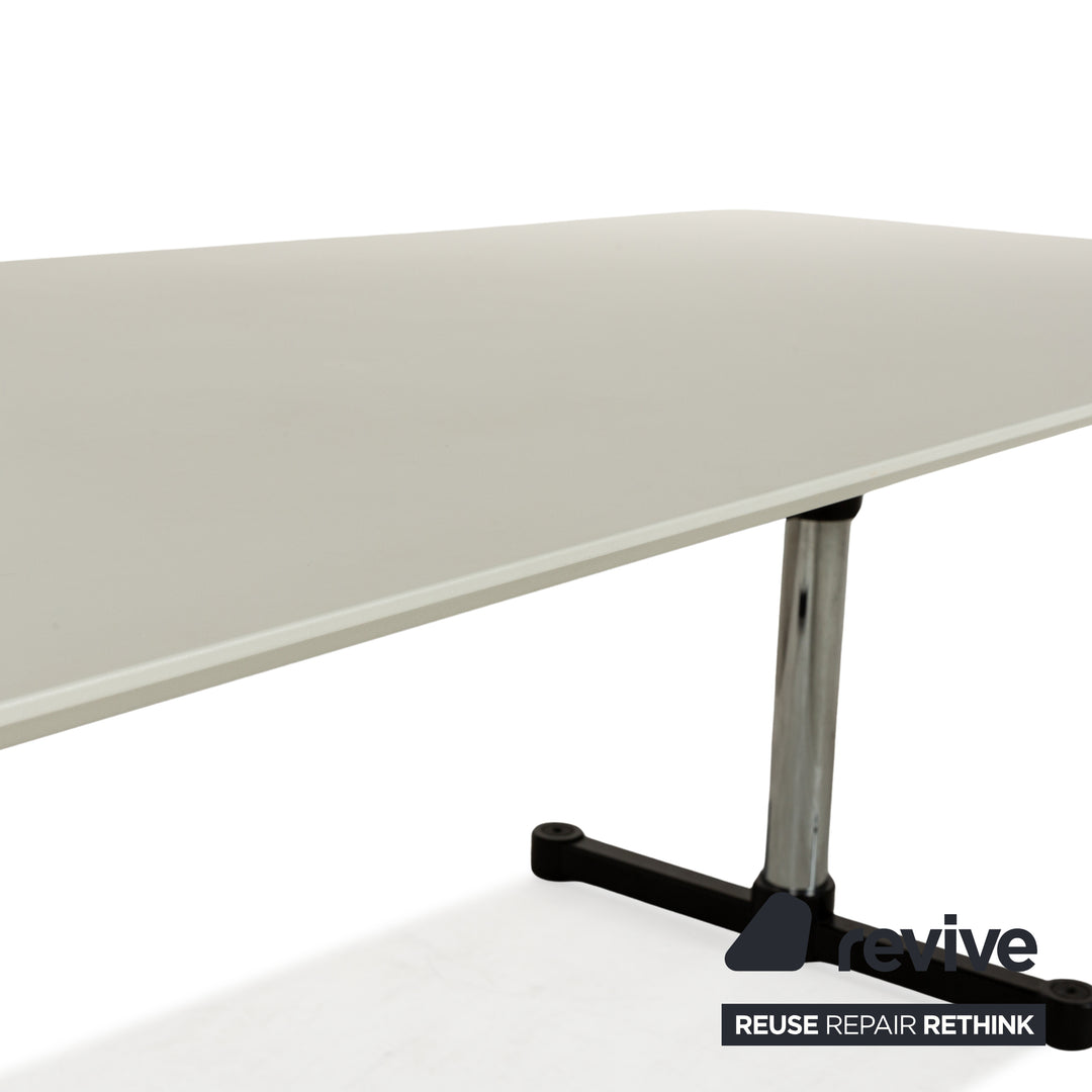 USM Haller Kitos table à manger bois blanc fonction manuelle 250 x 70-106 x 100 cm