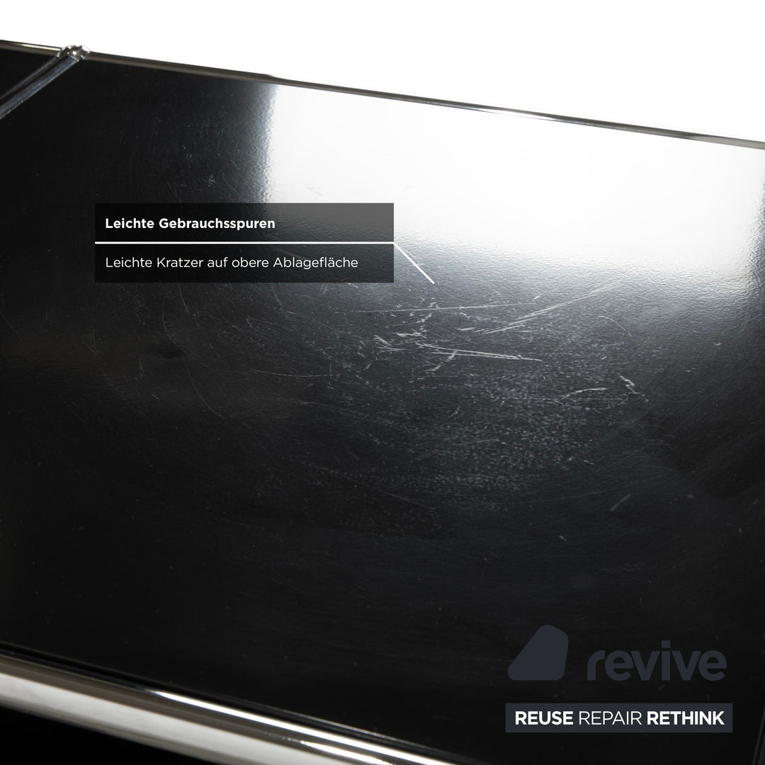 Buffet USM Haller en métal chromé et verre noir et gris anthracite