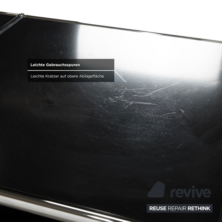 Buffet USM Haller en métal chromé et verre noir et gris anthracite