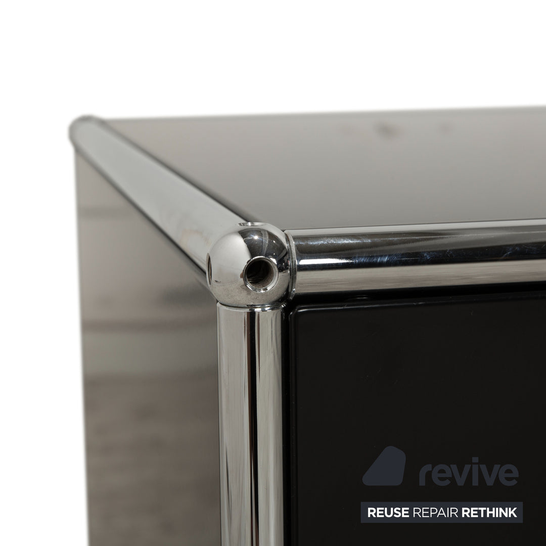 Buffet USM Haller en métal chromé et verre noir et gris anthracite