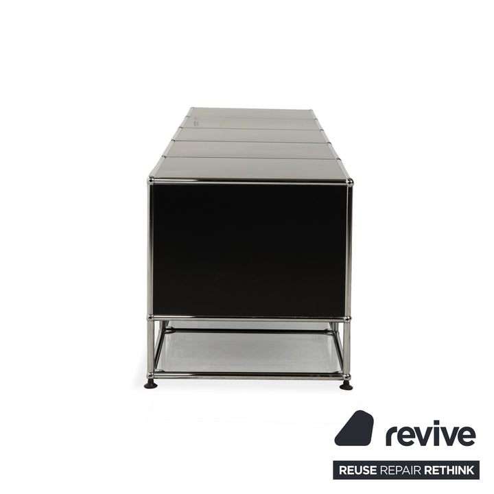 Buffet USM Haller en métal chromé et verre noir et gris anthracite