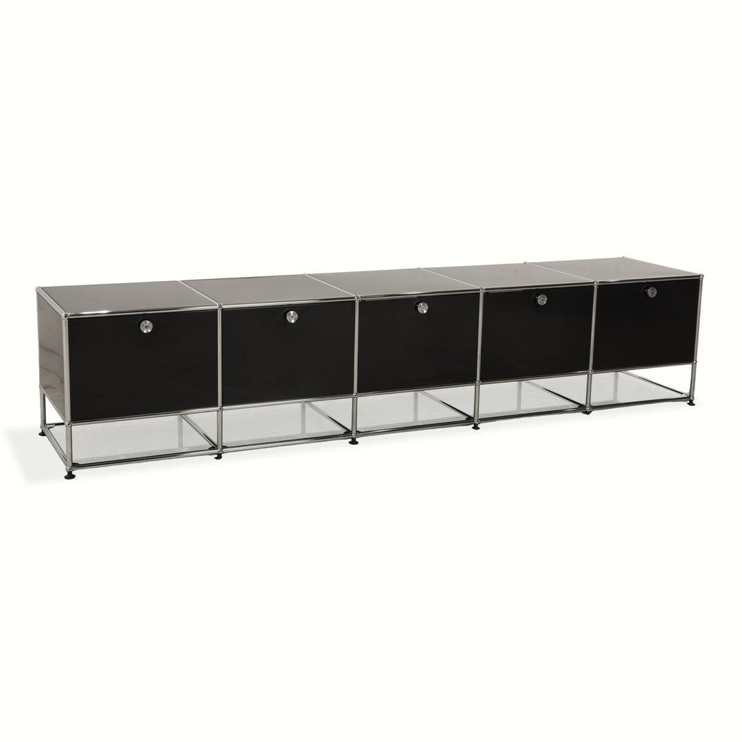 USM Haller Metall Chrom Glas Sideboard Schwarz