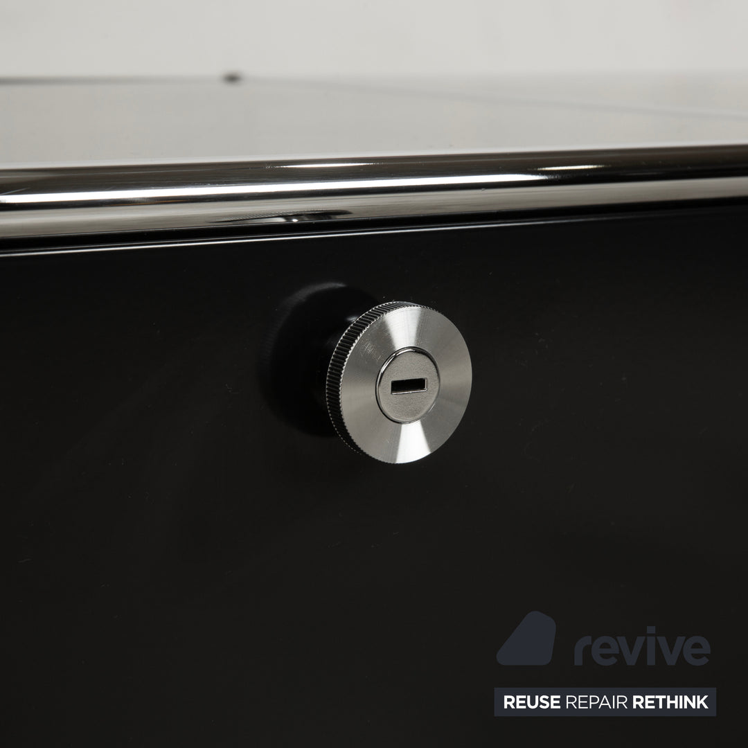 Buffet USM Haller en métal chromé et verre noir et gris anthracite