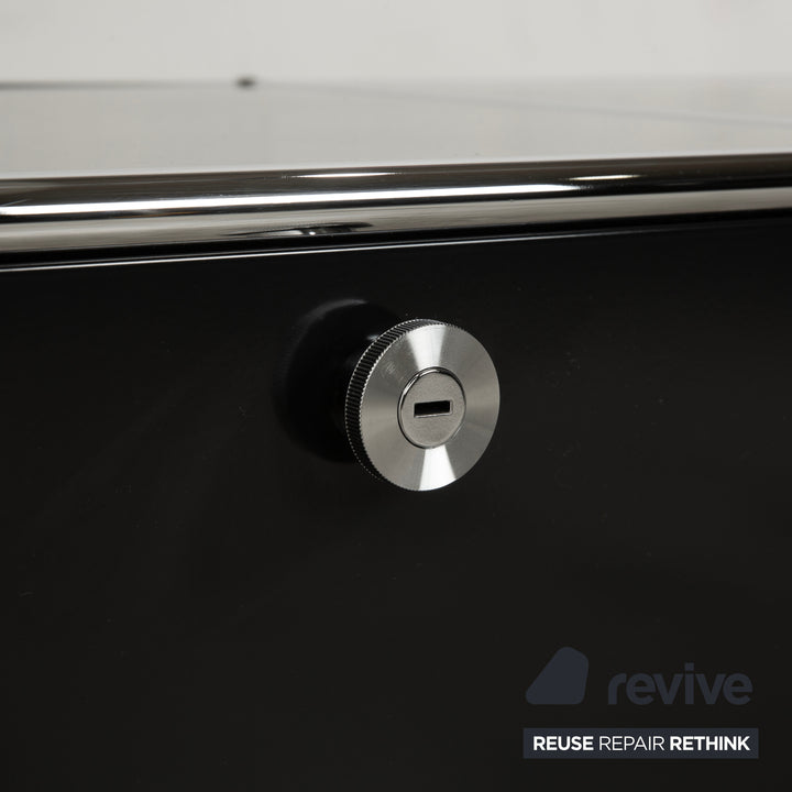 Buffet USM Haller en métal chromé et verre noir et gris anthracite