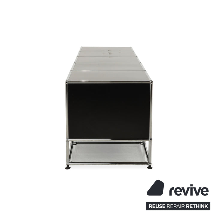 Buffet USM Haller en métal chromé et verre noir et gris anthracite