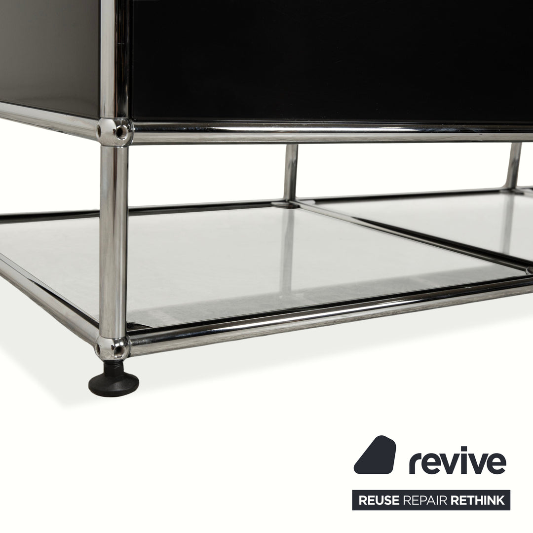 Buffet USM Haller en métal chromé et verre noir et gris anthracite