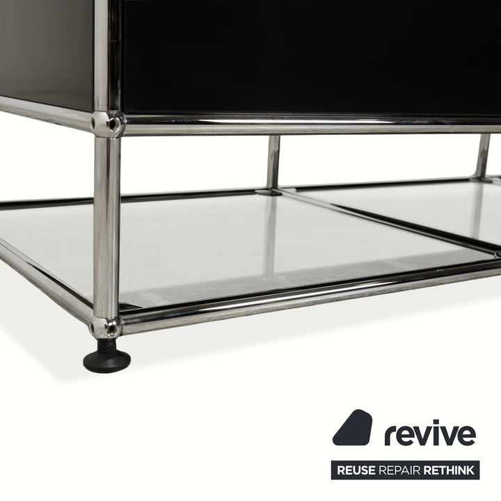 Buffet USM Haller en métal chromé et verre noir et gris anthracite