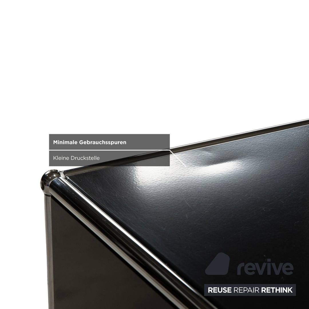 Buffet USM Haller en métal chromé et verre noir et gris anthracite