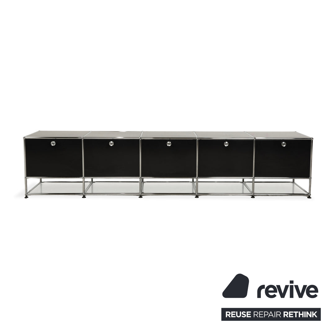 USM Haller Metall Chrom Glas Sideboard Schwarz Anthrazitgrau