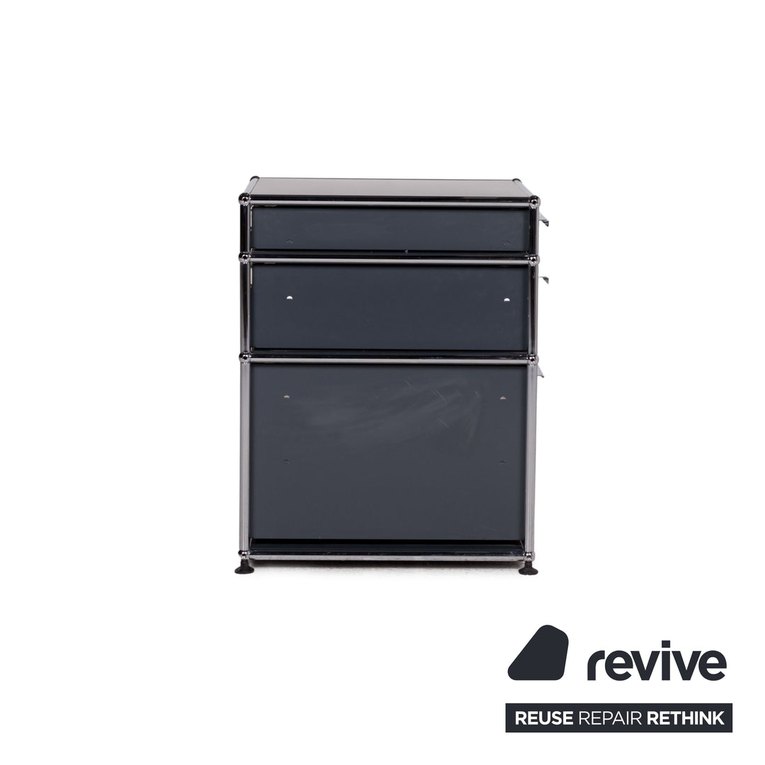 USM Haller metal sideboard gray with three drawers chrome