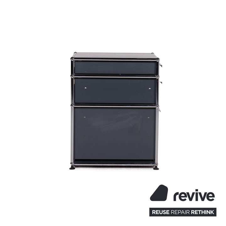USM Haller metal sideboard gray with three drawers chrome