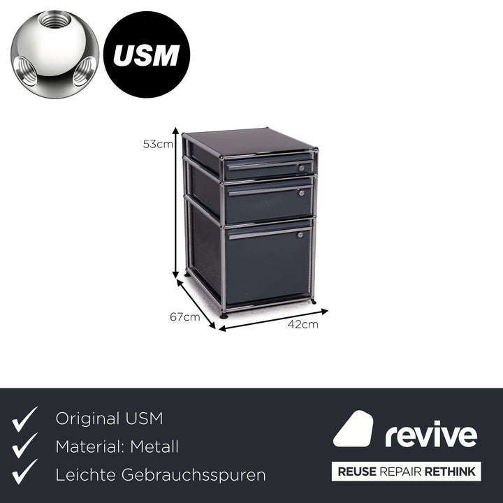 USM Haller metal sideboard gray with three drawers chrome