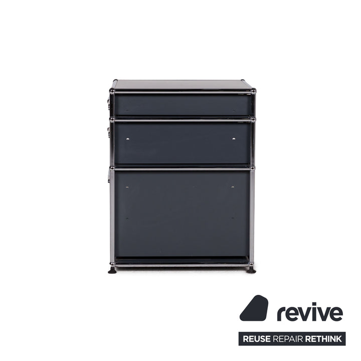 USM Haller metal sideboard gray with three drawers chrome