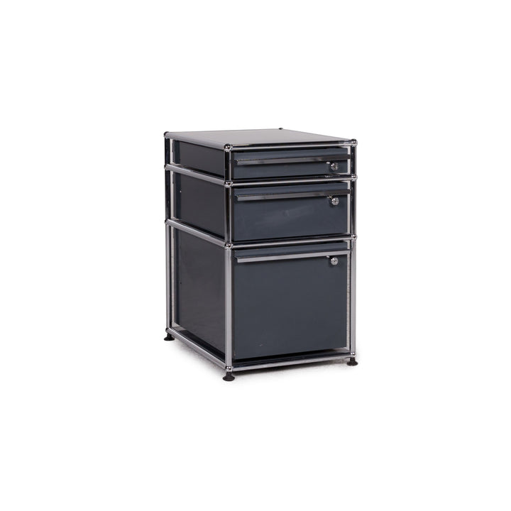 USM Haller metal sideboard gray with three drawers chrome