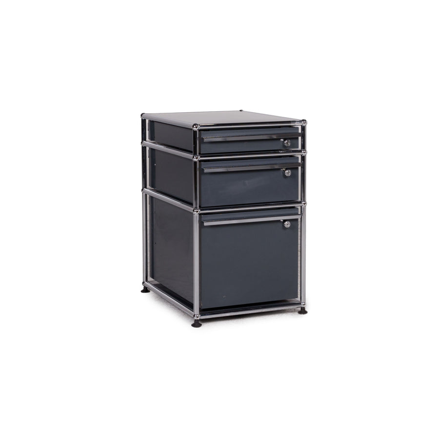 USM Haller metal sideboard gray with three drawers chrome