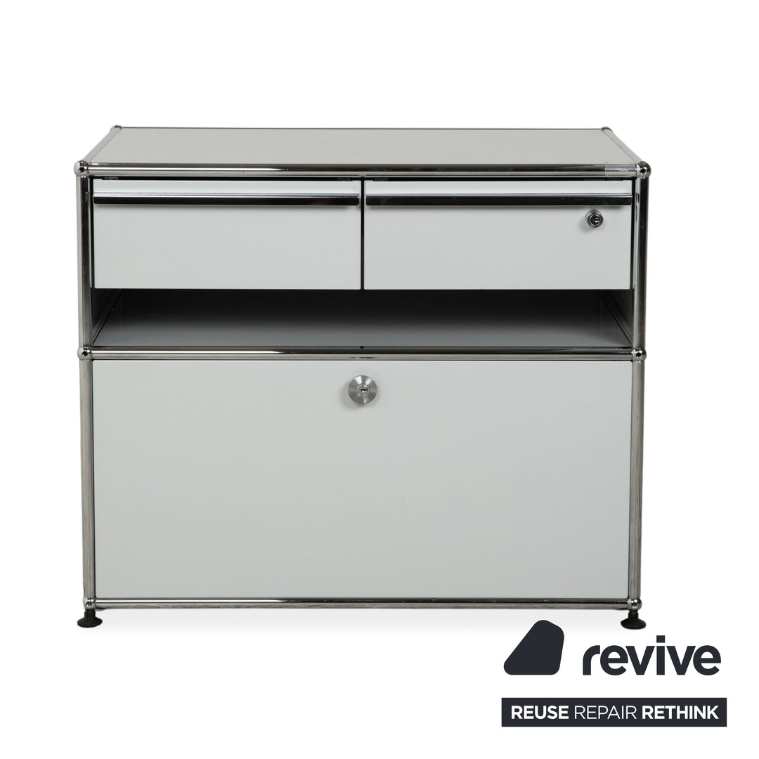 Buffet USM Haller en métal gris clair bleu clair blanc pur avec tiroirs coulissants