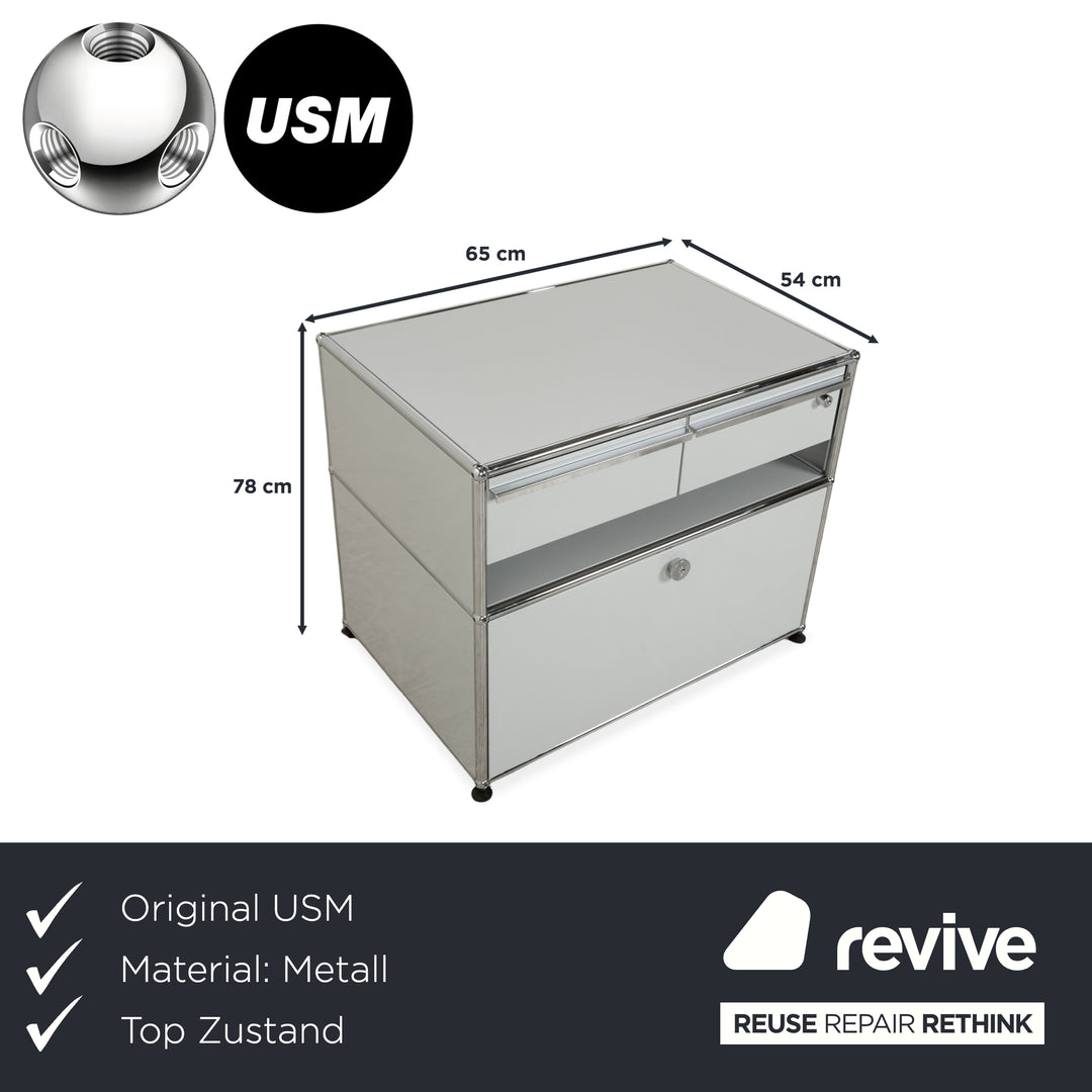 USM Haller Metall Sideboard Hellgrau Hellblau Reinweiß Schublade Ausziehfach