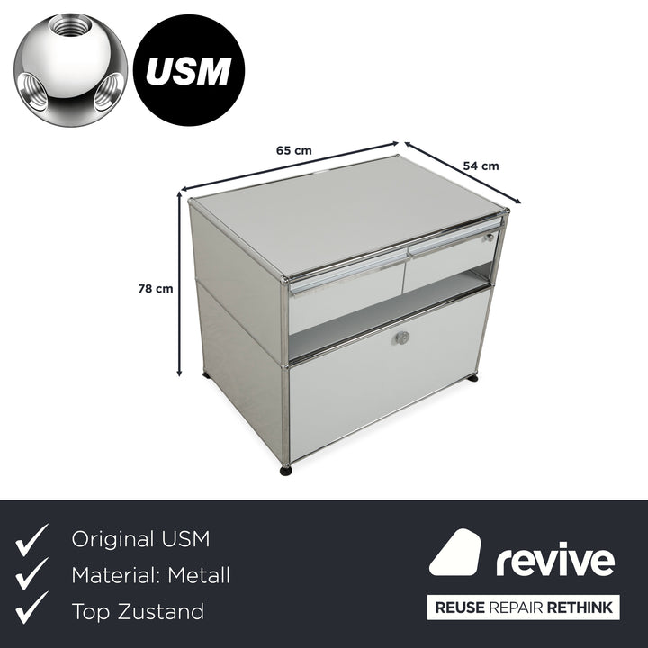 USM Haller Metall Sideboard Hellgrau Hellblau Reinweiß Schublade Ausziehfach