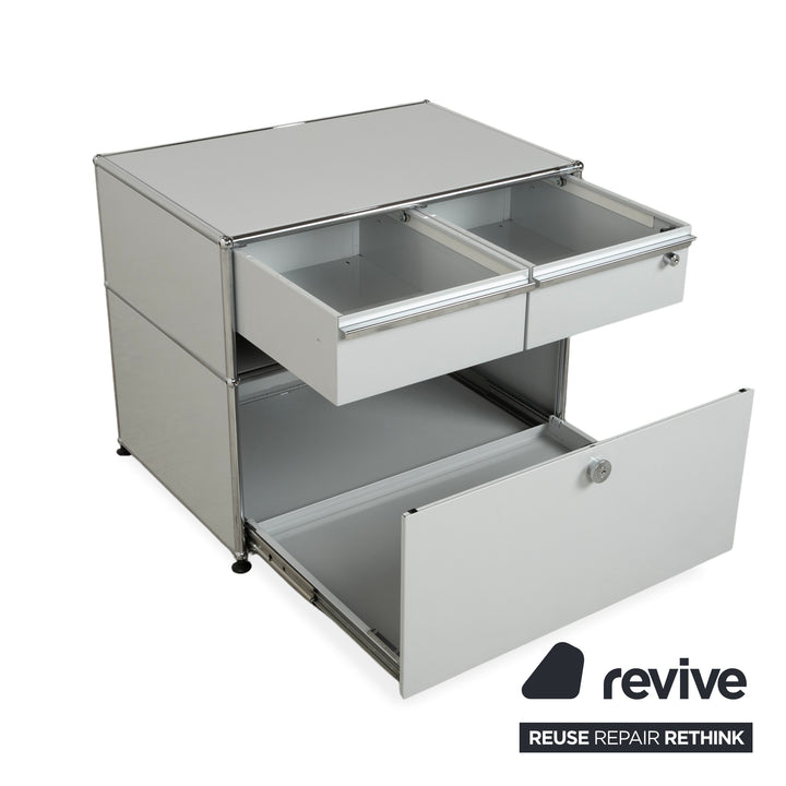 USM Haller Metall Sideboard Hellgrau Hellblau Reinweiß Schublade Ausziehfach