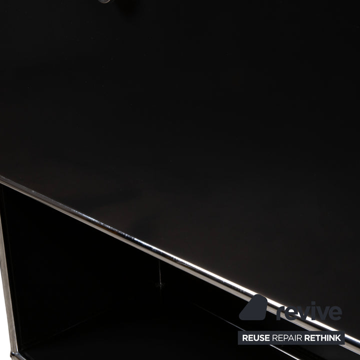 USM Haller Metall Sideboard Schwarz Chrom 2x2 mit einer Klapptür