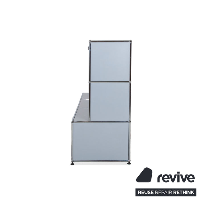 USM Haller Metall Sideboard Silber Grau Lichtgrau Klapptüren 9 Elemente à 75 x 35 cm