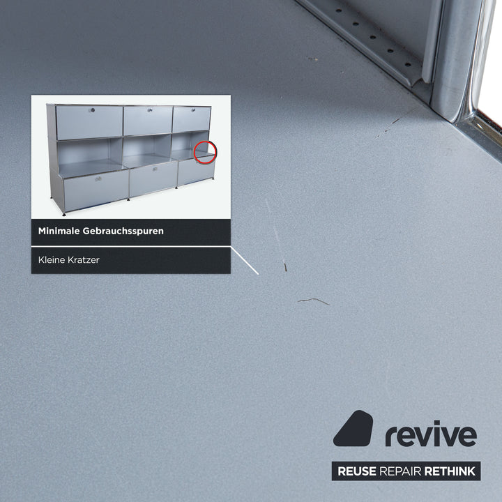 USM Haller Metall Sideboard Silber Grau Lichtgrau Klapptüren 9 Elemente à 75 x 35 cm